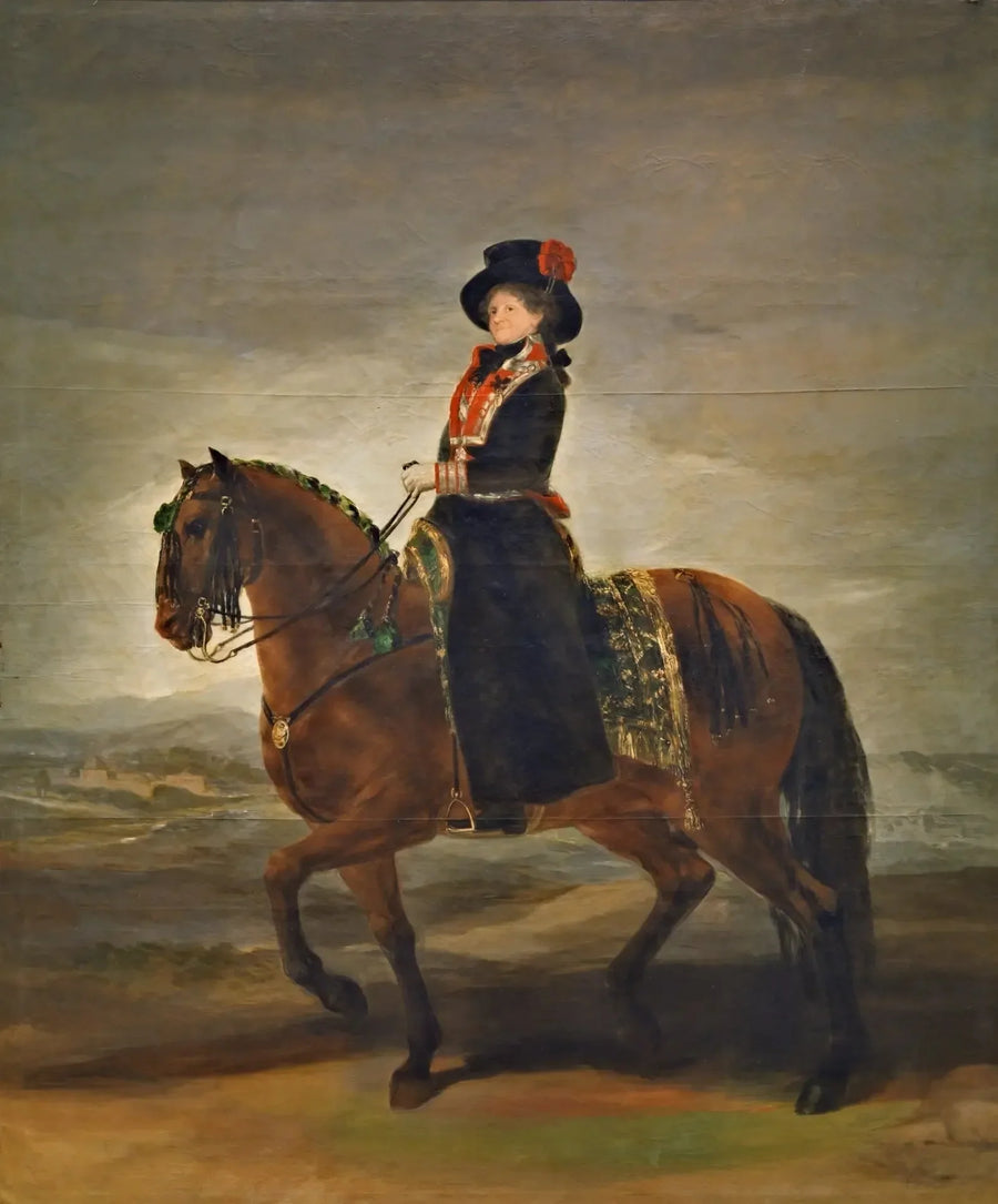 Drottning María Luisa till häst - Francisco de Goya