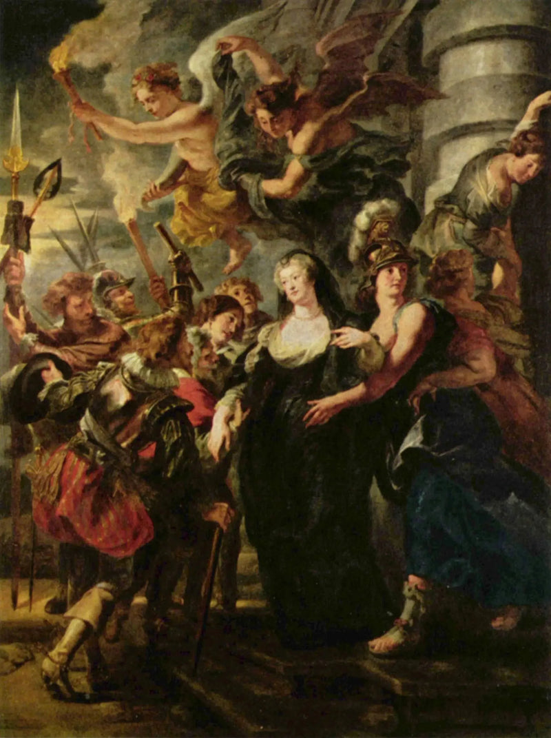 Drottningen flyr från Blois slott under natten mellan den 21 och 22 februari 1619 - Peter Paul Rubens