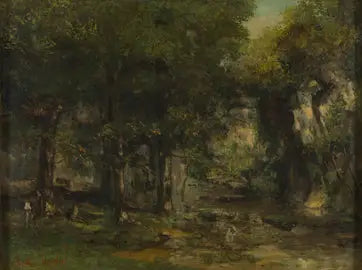 De rådjur som släpper till Plaisir-Fontaine bäcken - Gustave Courbet