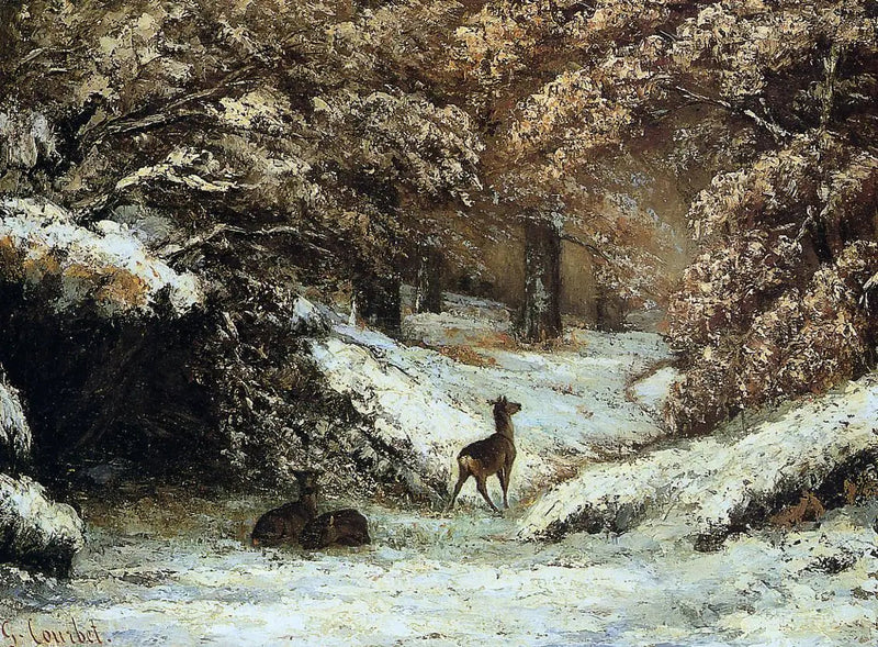 Rådjursleverans på vintern - Gustave Courbet