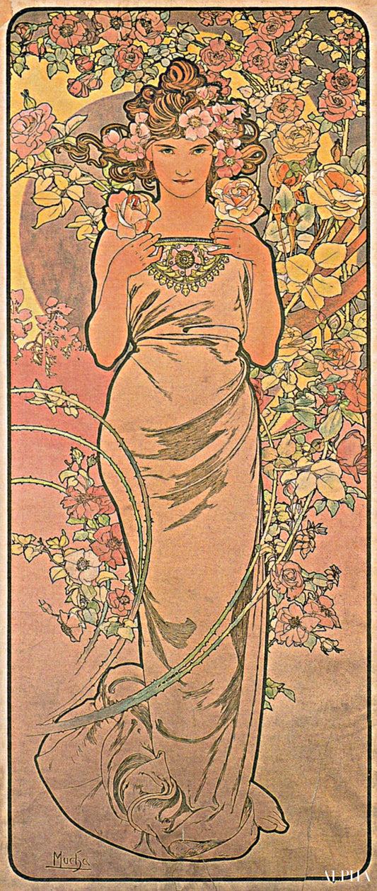 La rose - Mucha - Reproductions de tableaux et peintures haut de gamme