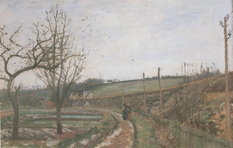 Vägen vid järnvägen, snöeffekt - Camille Pissarro