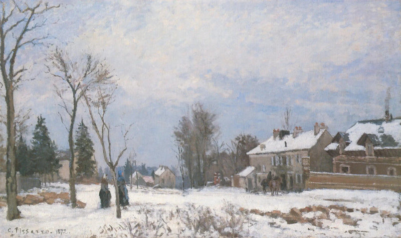 Vägen från Versailles till Saint-Germain, Louveciennes, snöeffekt - Camille Pissarro
