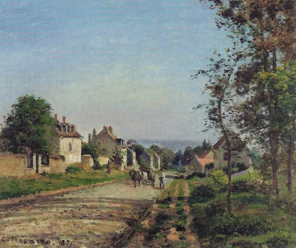 Reproduction du tableau « La route de Versailles, Louveciennes, soleil d'hiver et neige - Camille Pissarro » par Alpha Reproduction en peinture à l’huile