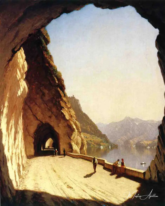 La route du Stelvio au bord du lac de Côme - Sanford Robinson Gifford - Reproductions de tableaux et peintures haut de gamme