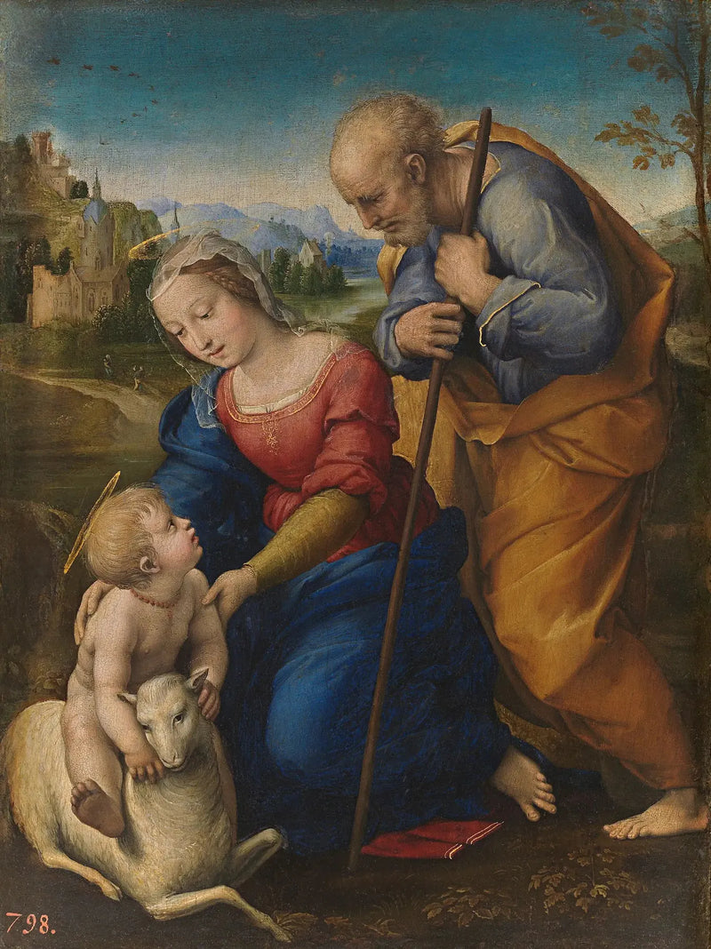 Den heliga familjen med lammet - Raphael Sanzio
