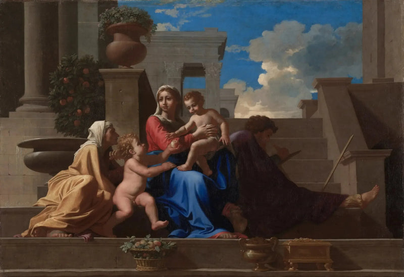 Den heliga familjen vid trappan - Nicolas Poussin