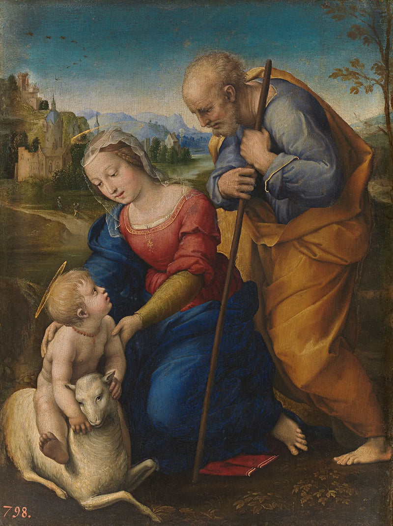 Den heliga familjen med lammet - Raphael Sanzio