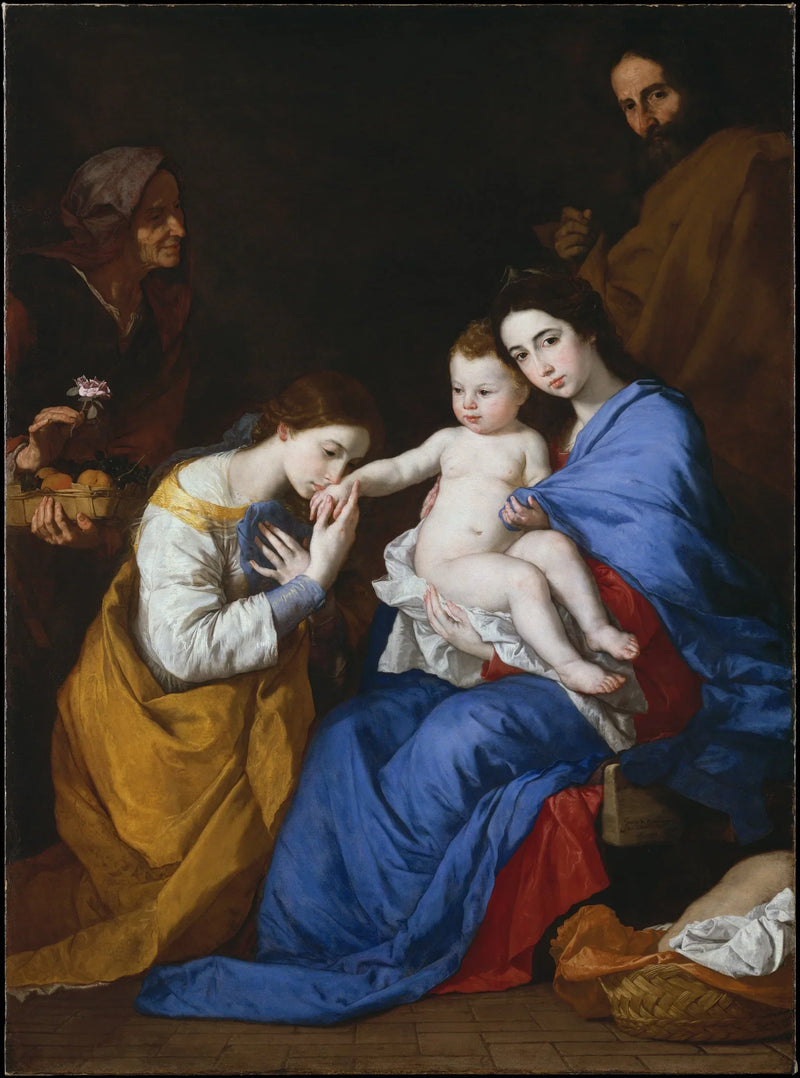Den heliga familjen med heliga Anna och heliga Katarina av Alexandria - Jusepe de Ribera