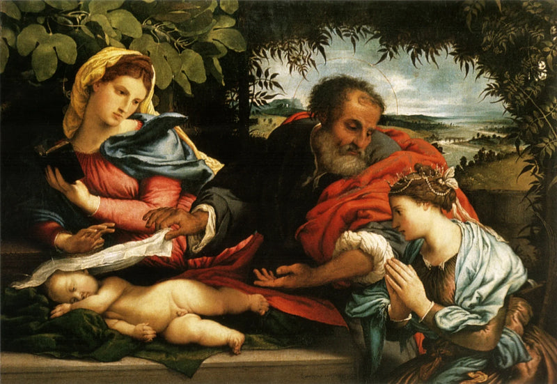 Den heliga familjen med heliga Katarina av Alexandria - Lorenzo Lotto