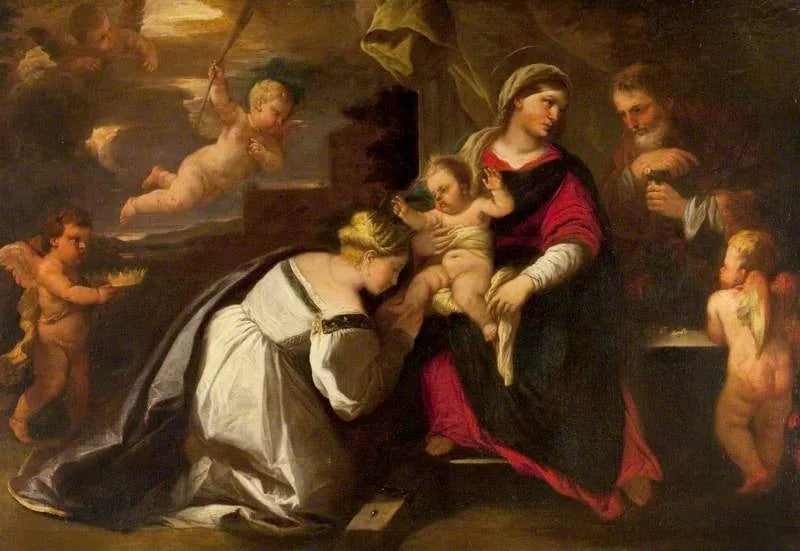 Den heliga familjen med heliga Katarina av Alexandria - Luca Giordano