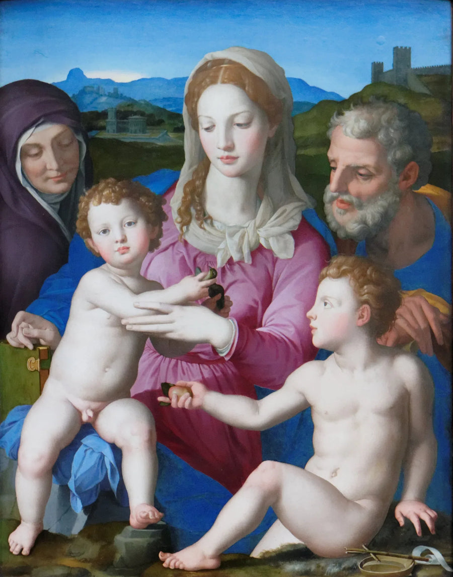 Den heliga familjen med heliga Elisabeth och den lille helige Johannes Döparen - Bronzino