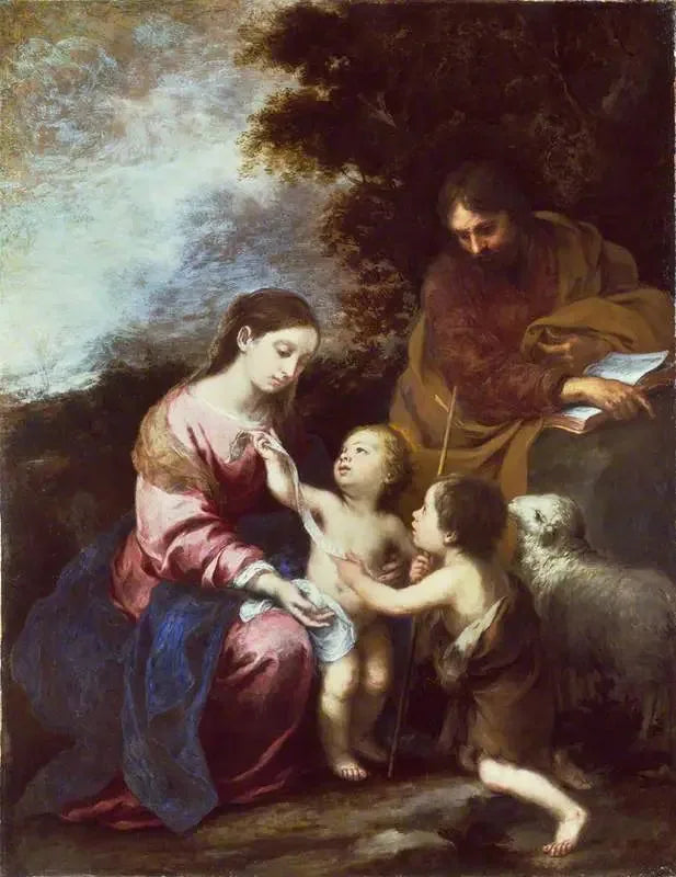 Den heliga familjen med barnet Johannes Döparen - Bartolomé Esteban Murillo