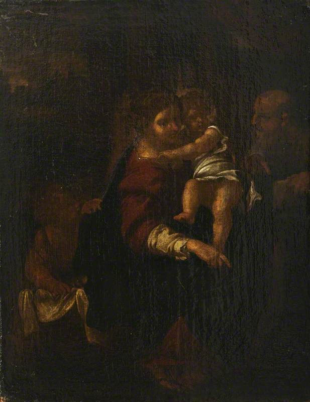 Den heliga familjen med den heliga Johannesbarnet - Annibale Carracci