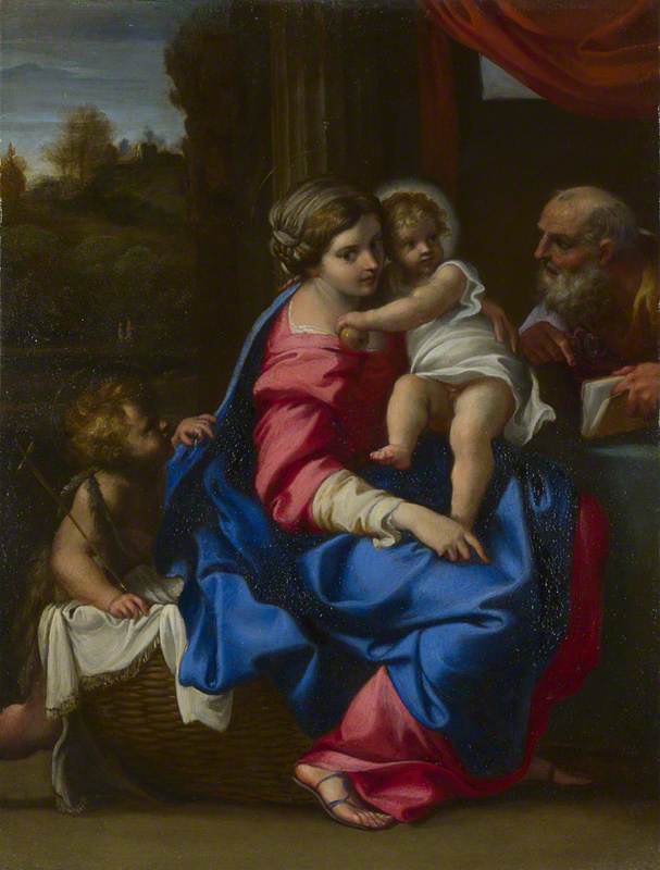 Den heliga familjen med den heliga Johannes Döparen - Annibale Carracci