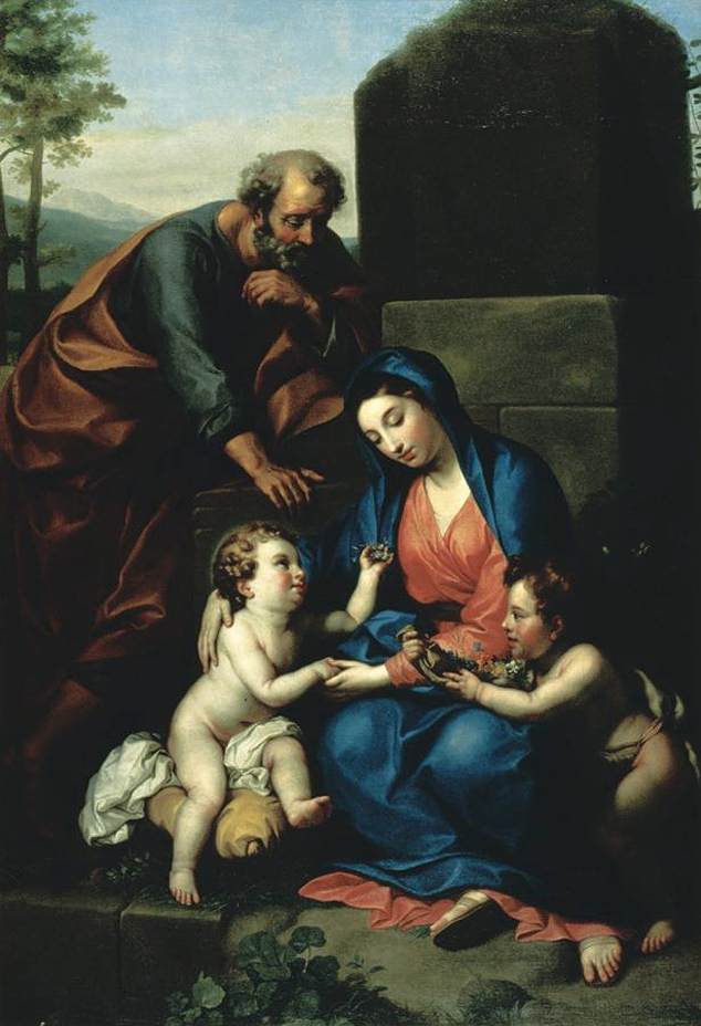 Den heliga familjen med den heliga Johannes Döparen - Anton Raphael Mengs