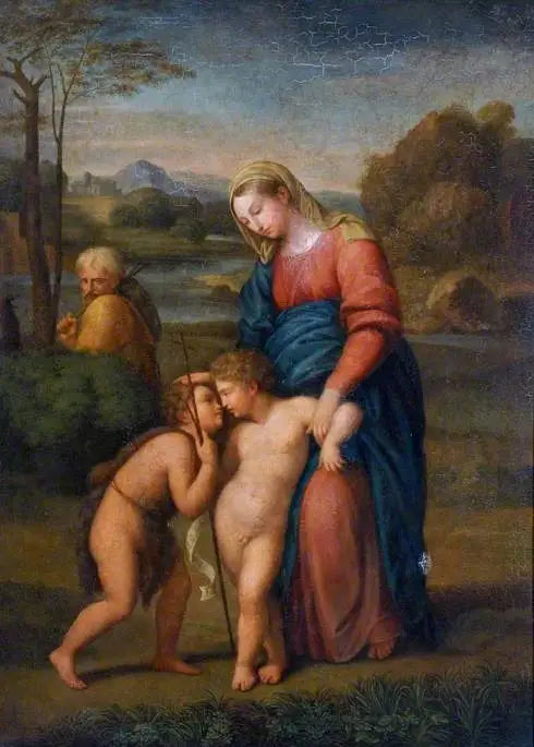 Den heliga familjen med den helige Johannes Döparen - Raphael Sanzio