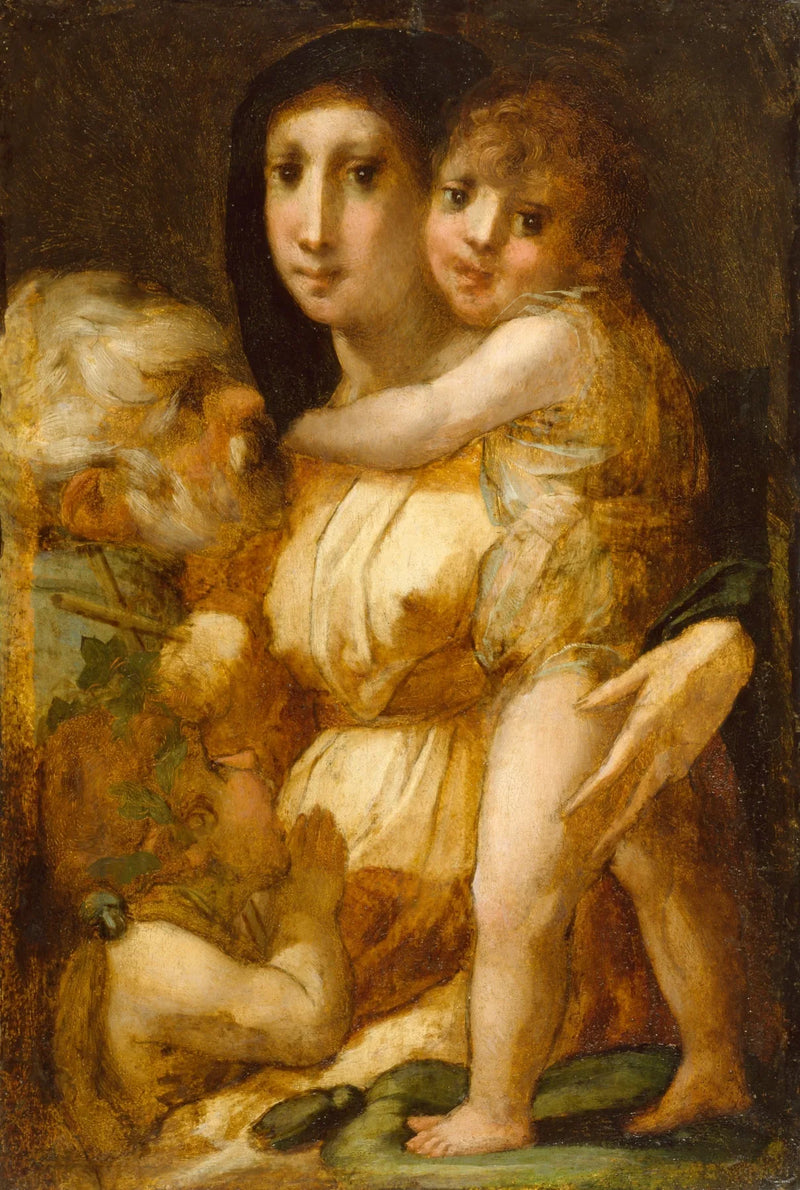 Den heliga familjen med den heliga Johannes Döparen - Rosso Fiorentino