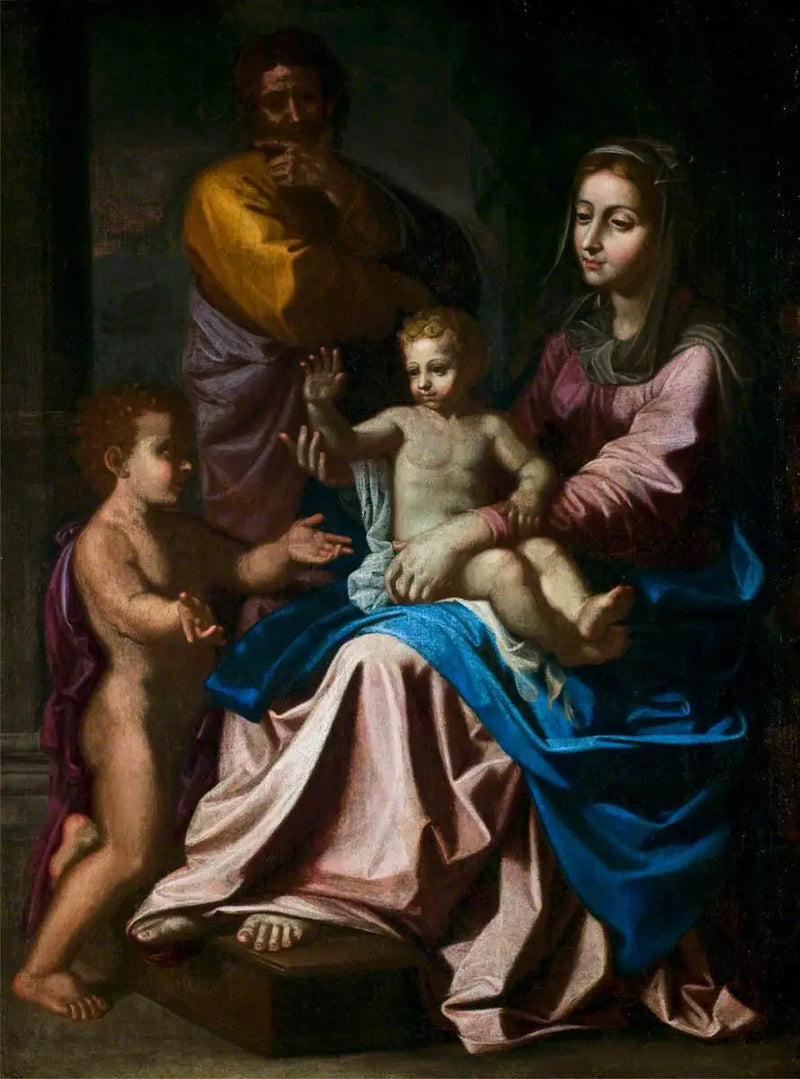 Den heliga familjen med den heliga Johannesbarnet - Nicolas Poussin