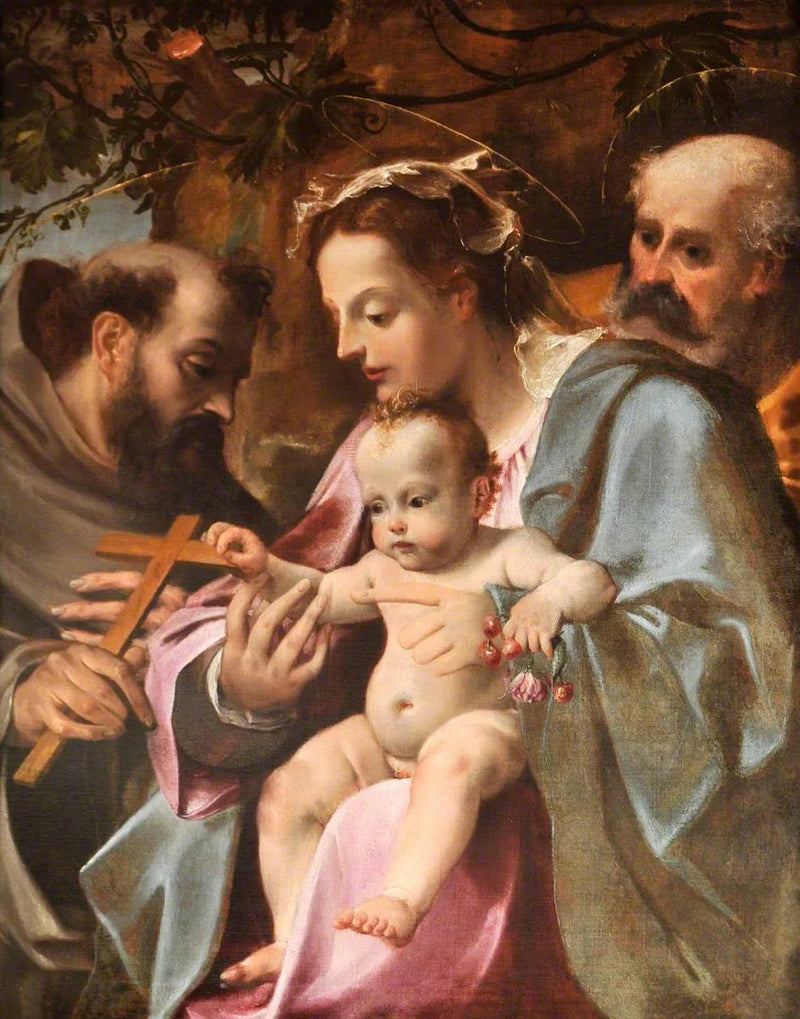 Den heliga familjen med Saint François - Ludovico Carracci