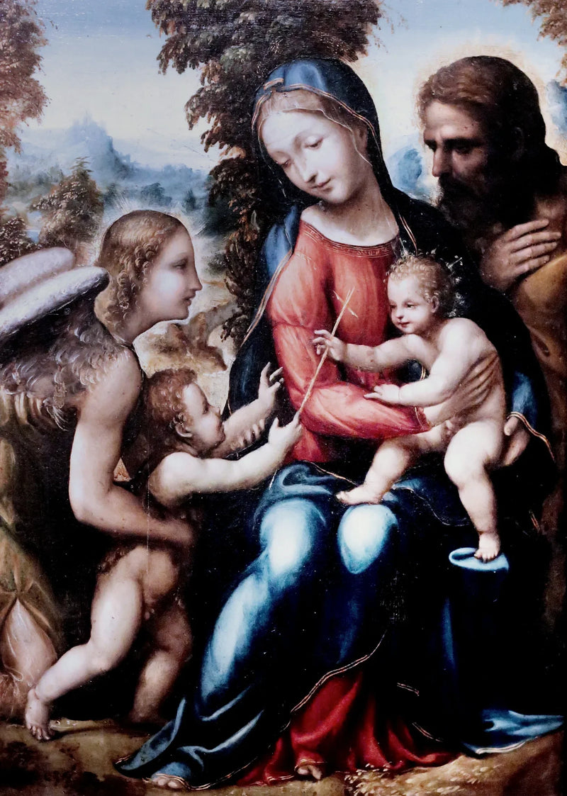 Den heliga familjen med helige Johannes Döparen och en ängel - Il Sodoma (Giovanni Antonio Bazzi)