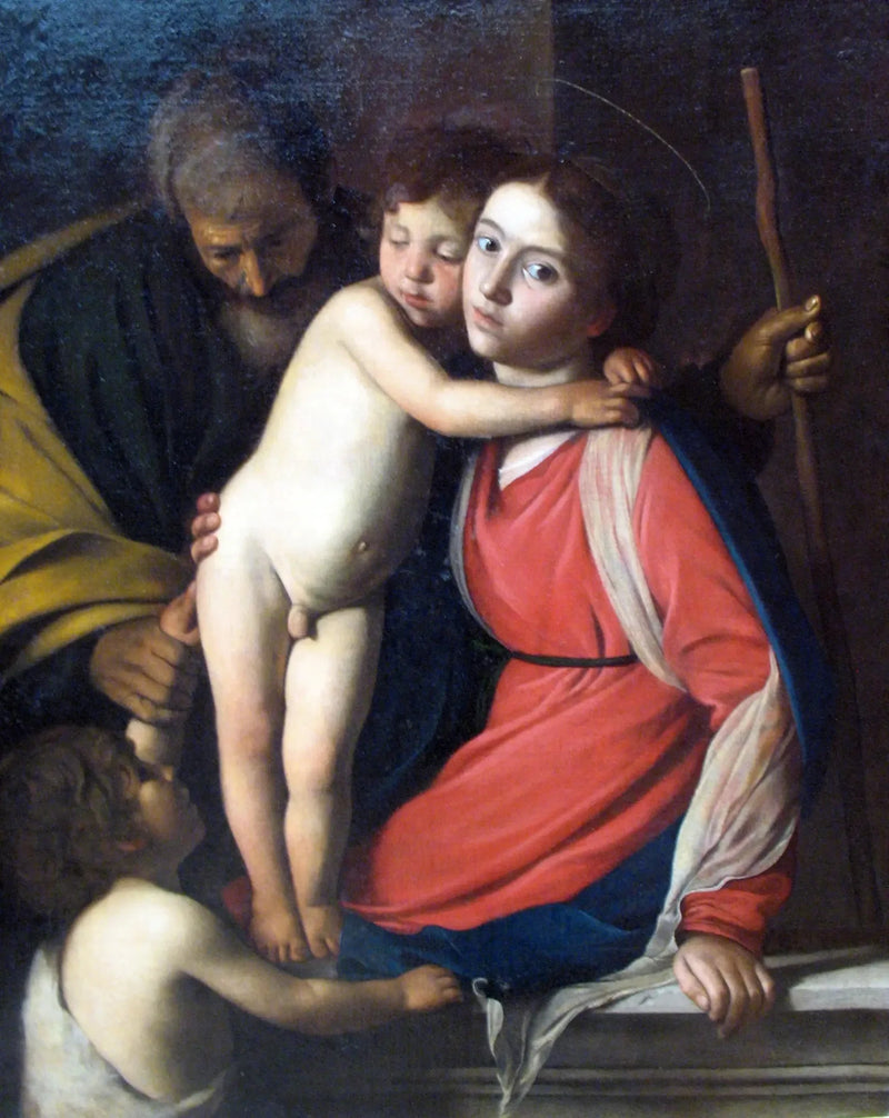 Den heliga familjen med helige Johannes Döparen - Caravaggio