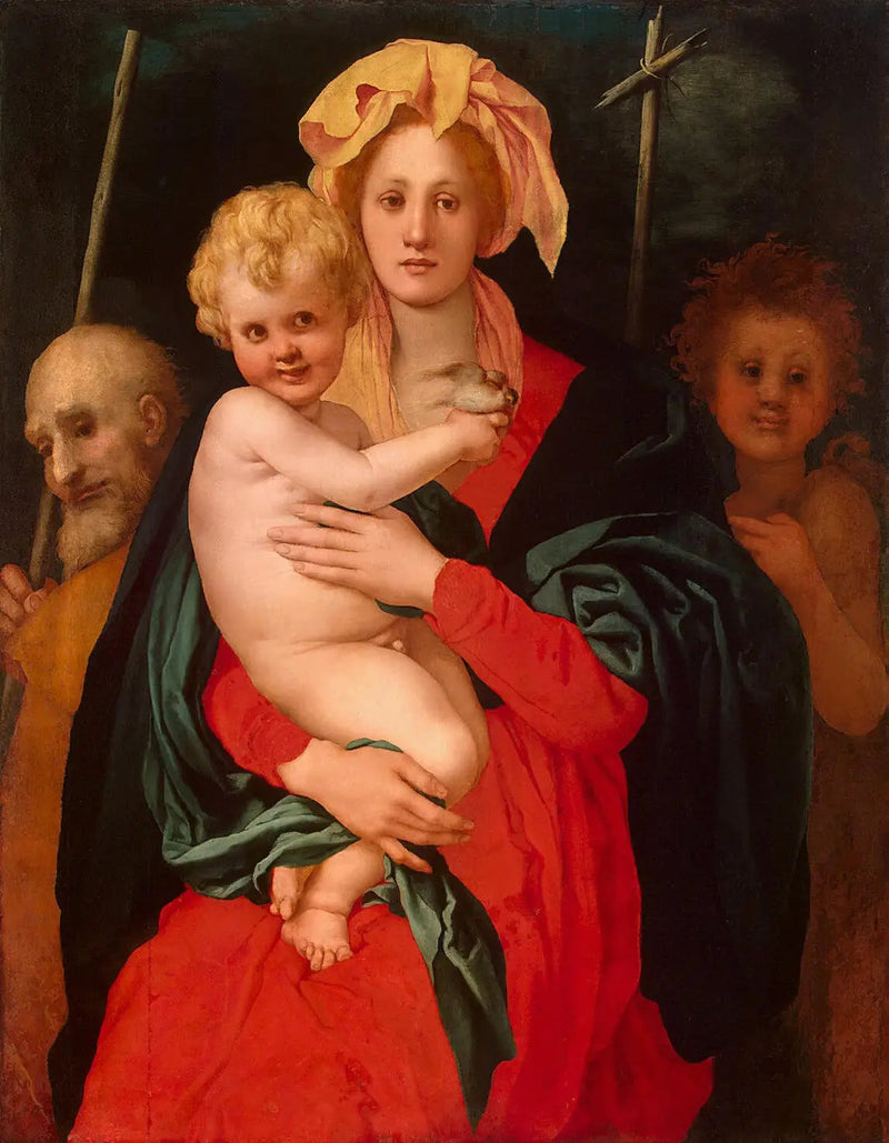 Den heliga familjen med helige Johannes Döparen - Pontormo