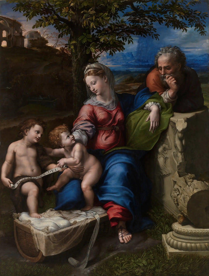 Den heliga familjen under en ek - Raphael Sanzio