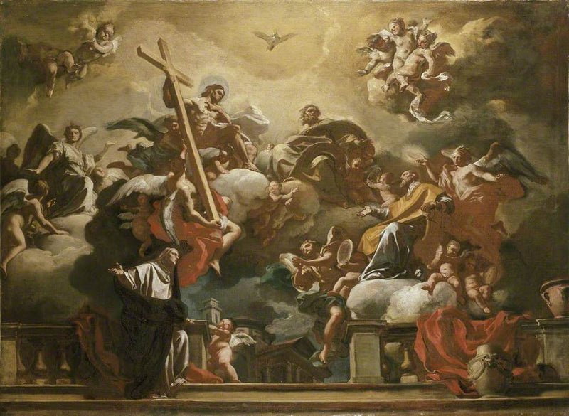 Den heliga treenigheten med helige Filip Neri i härlighet - Francesco Solimena