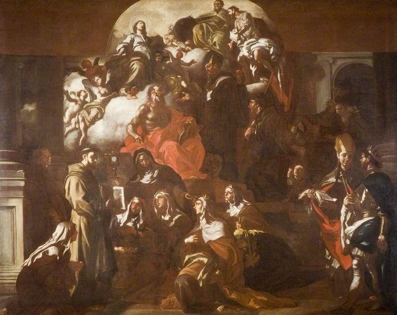 Den heliga treenigheten med Jungfru Maria och helgonen - Francesco Solimena