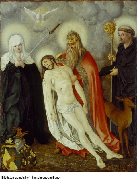 Den heliga treenigheten mellan Jungfrun av smärta och Sankt Gilles - Hans Baldung Grien