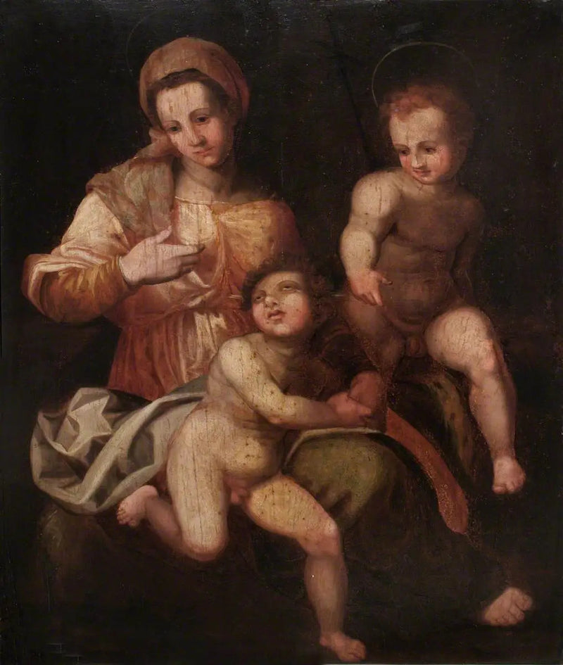 Den heliga jungfru med barnet Jesus och helige Johannes Döparen - Andrea del Sarto