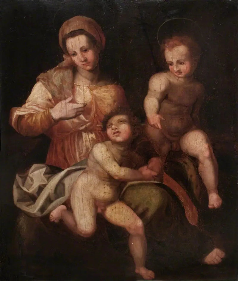 Den heliga jungfru med barnet Jesus och helige Johannes Döparen - Andrea del Sarto