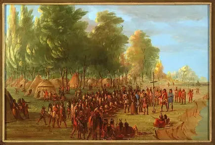 Salongen som reser ett kors och tar besittning av marken. 25 mars 1682 - George Catlin