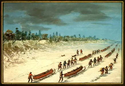 Salen som korsar Lake Michigan på isen. 8 december 1681 - George Catlin