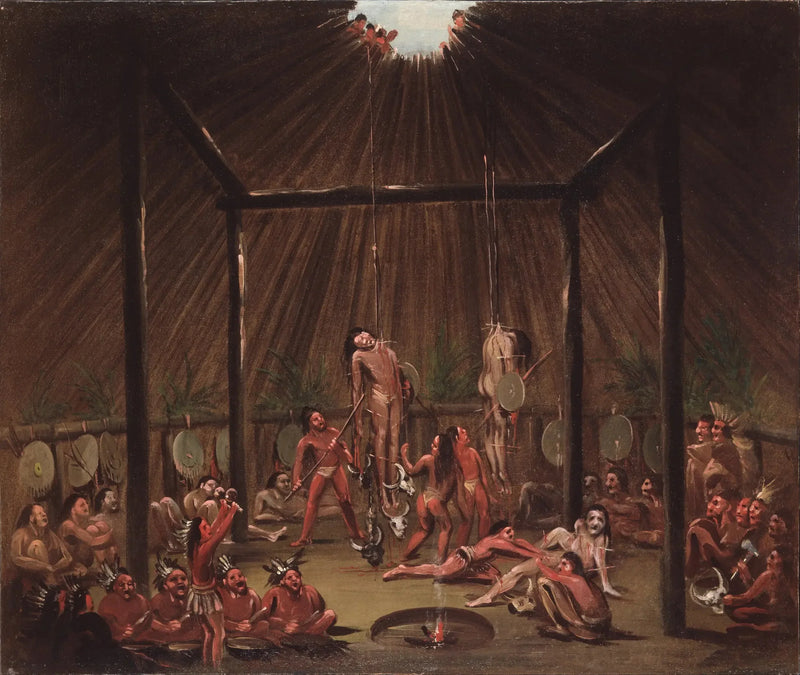 Scenen från skärningen, Mandan O-kee-pa-ceremonin - George Catlin