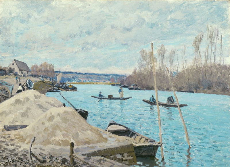 La Seine vid Port-Marly, sandhögar - Alfred Sisley