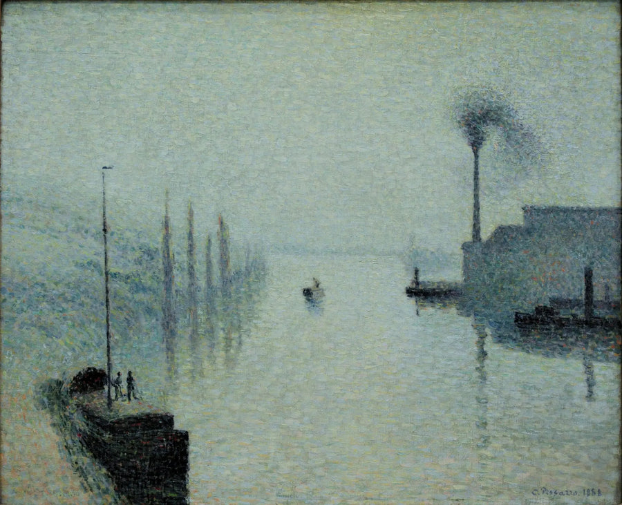 Seine i Rouen, Lacroixön, dimmaeffekt - Camille Pissarro