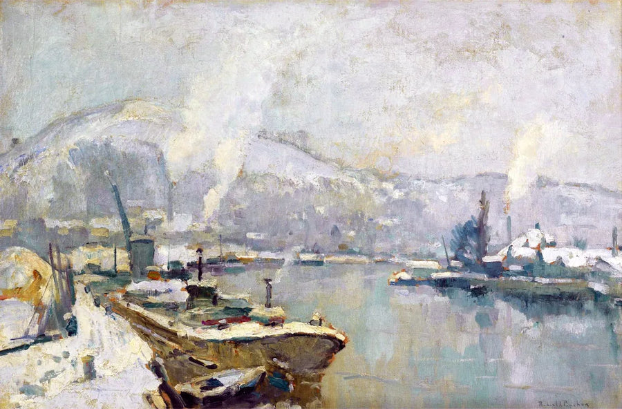 Seinen och Côte Sainte Catherine i Rouen på vintern - Robert Antoine Pinchon