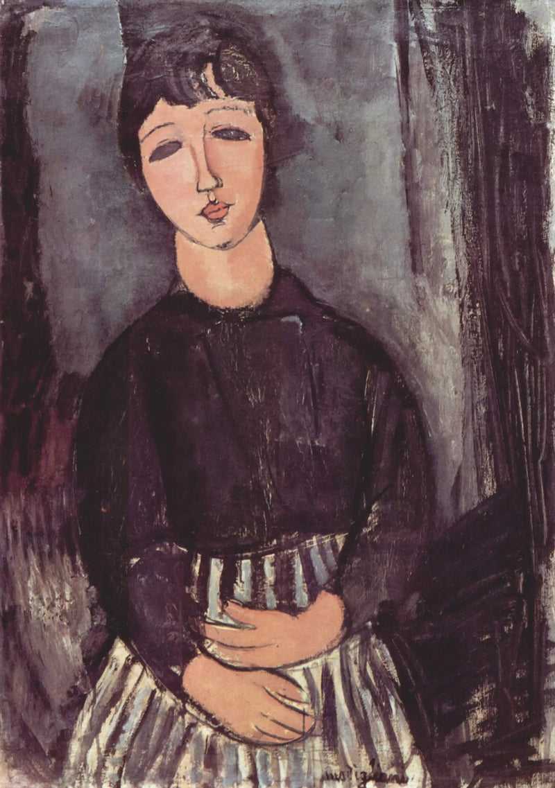 Tjänarinnan i randig förkläde - Amedeo Modigliani
