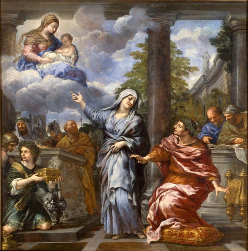 Sibylla från Tibur som meddelar Augustus födelsen av Kristus - Pietro da Cortona