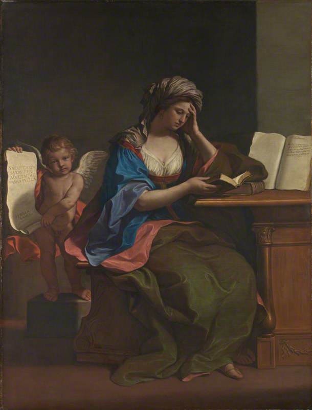 Sibylla samiska med en putto - Guercino