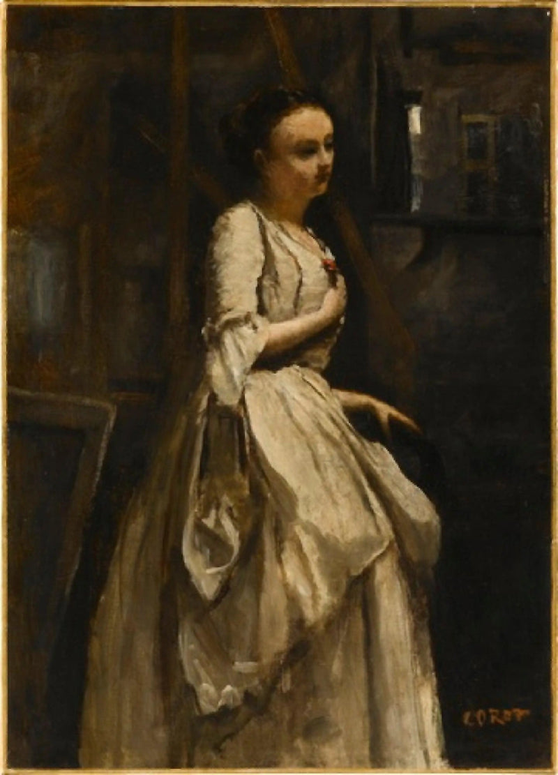 Soubretten med den röda blomman - Jean-Baptiste Camille Corot