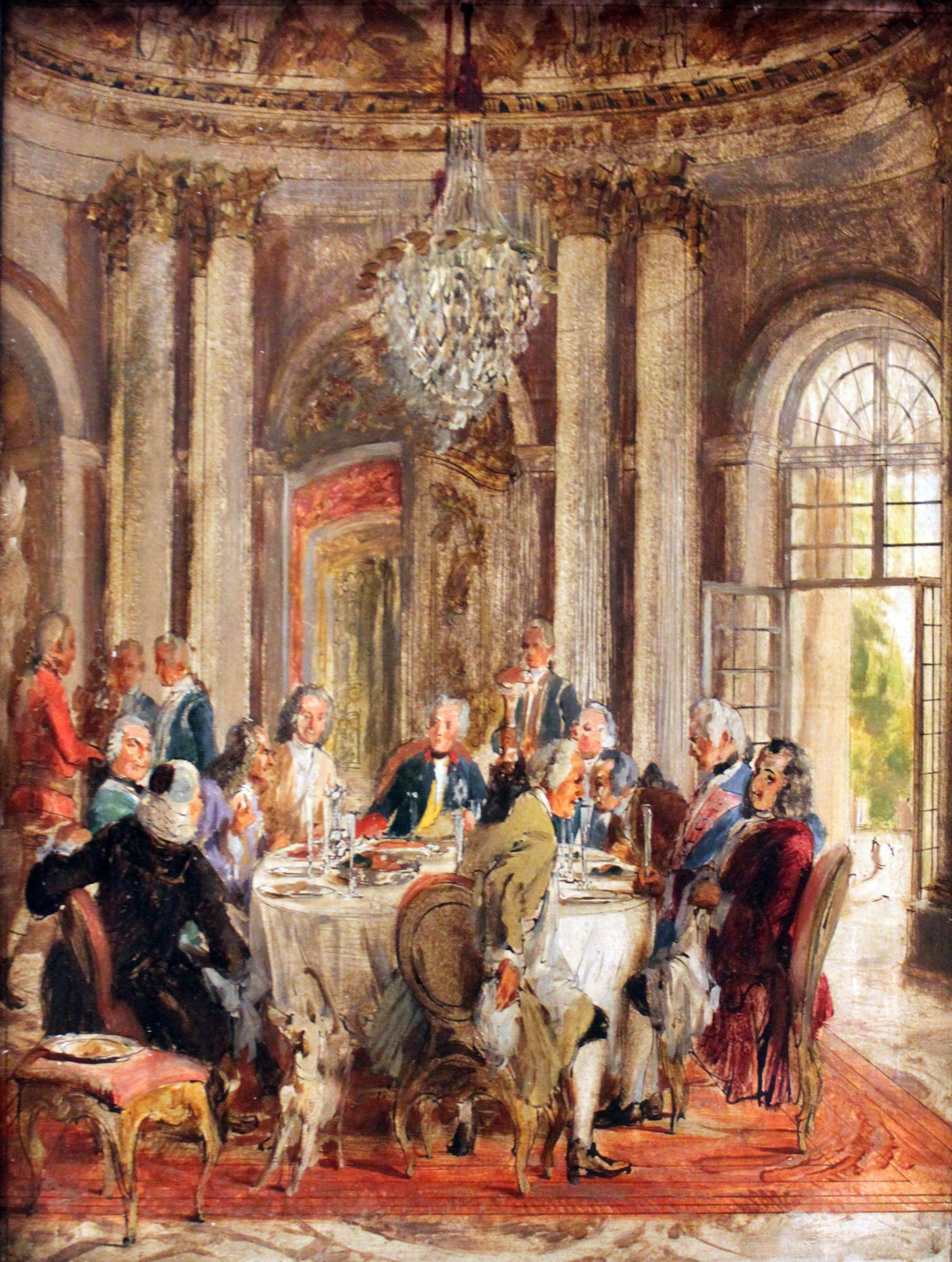 La Table ronde du roi Frédéric II à Sanssouci - Adolph von Menzel