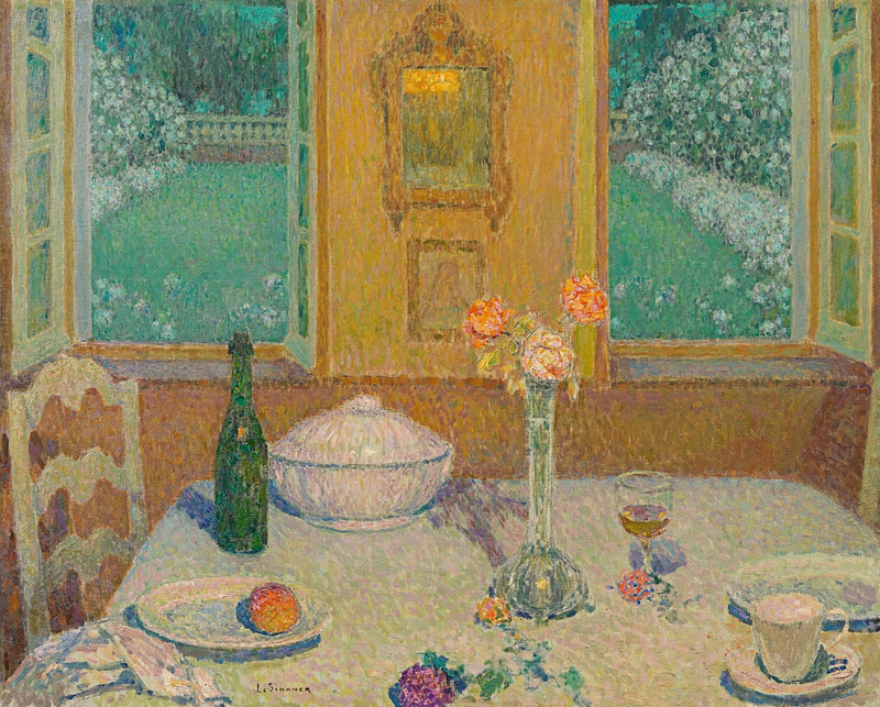Bordet vid den blomstrande trädgården vid skymningen, Gerberoy - Henri Le Sidaner