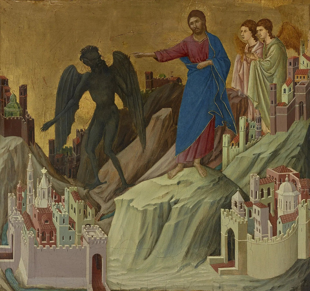 La Tentation du Christ sur la montagne - Duccio di Buoninsegna image 1 reproduction artisanale de tableau