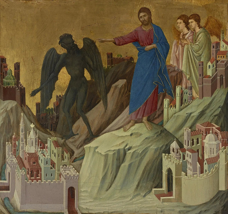 Frestelsen för Kristus på berget - Duccio di Buoninsegna