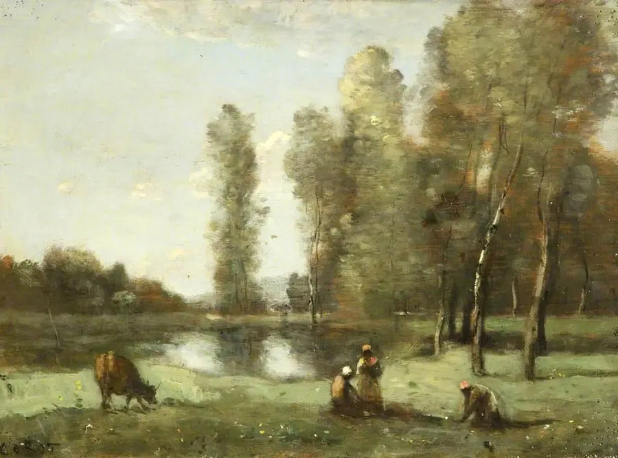 Korna vid vattenhålet - Jean-Baptiste Camille Corot