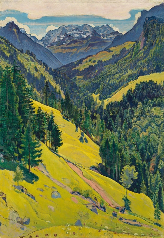Kien-dalen med Blüemlisalp-massivet - Ferdinand Hodler