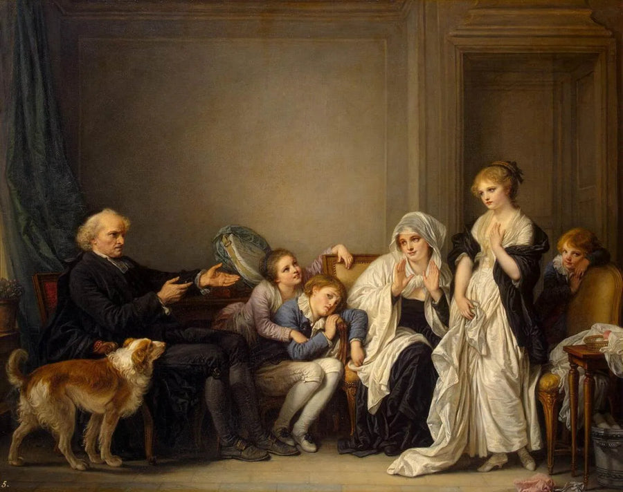 En änka och hennes präst - Jean-Baptiste Greuze